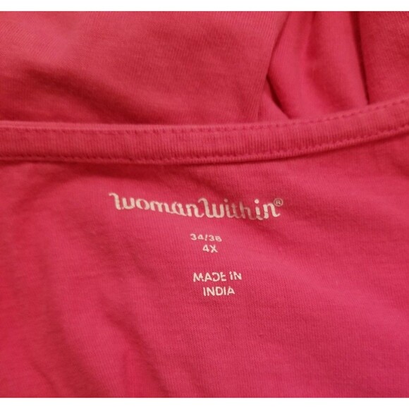 Woman Within Tunic Top Size 4X 34/36 Pink Embroidered Bohemian 3/4 Sleeve - Picture 4 of 5